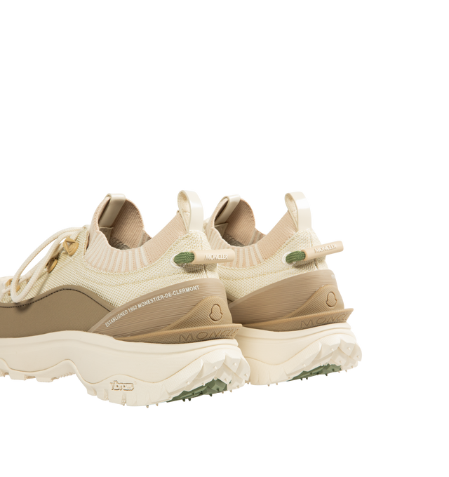 Image 3 of 5 - NEUTRAL - MONCLER Trailgrip Lite3 Sneakers featuring knit fabric, nylon fabric and textured PU upper, elastic fabric and mesh insole, lace-up, carbon sole, TPU spoiler, EVA midsole, special Vibram MEGAGRIP rubber compound tread and OrthoLite insole. 100% polyester. Lining: 100% polyamide/nylon. Sole: 100% elastodiene.
