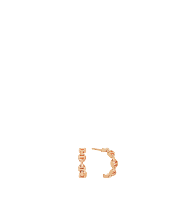 Image 1 of 2 - PINK - HOORSENBUHS Crescent Earring featuring a crescent shaped semi-circle earring with iconic anchor chain links. 18k rose gold. Hirshleifers offers a range of initial pieces from this collection in-store. For personal consultation and detailed information about jewelry, please contact our dedicated stylist team at personalshopping@hirshleifers.com.