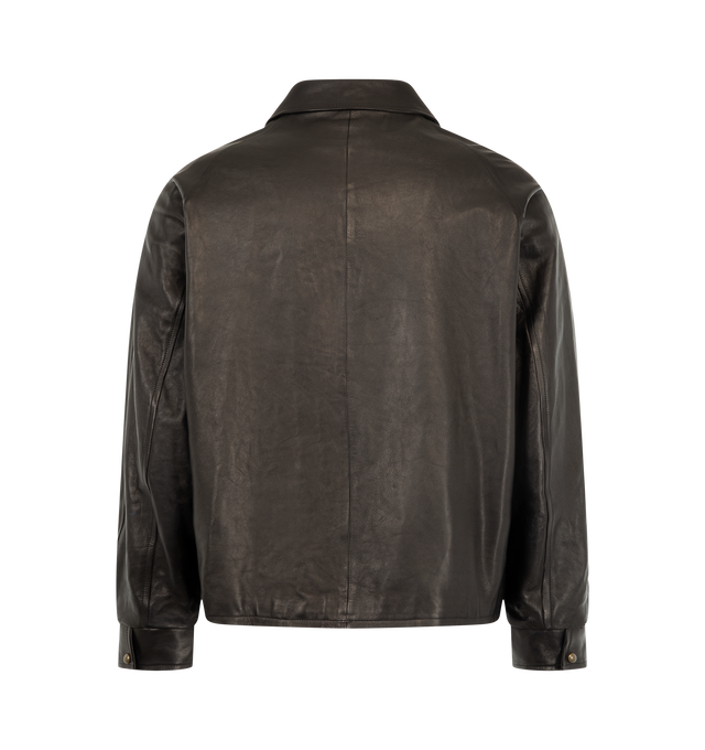 Image 2 of 3 - BLACK - A.Presse Men's Leather Coach Jacket is crafted from supple lamb leather and features a classic coach-jacket silhouette. Main Material: Lamb Leather. Shell 52% Lamb Leather; Lining 48% Cotton 52% Cashmere. Made in Japan.