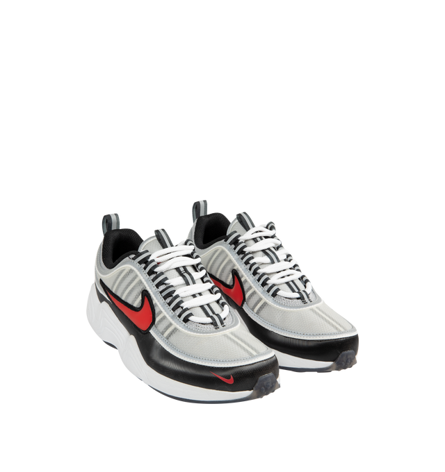Image 2 of 5 - SILVER - NIKE Air Zoom Spiridon Sneaker featuring iconic running silhouette, reflective design lines, foam midsole and rubber outsole.