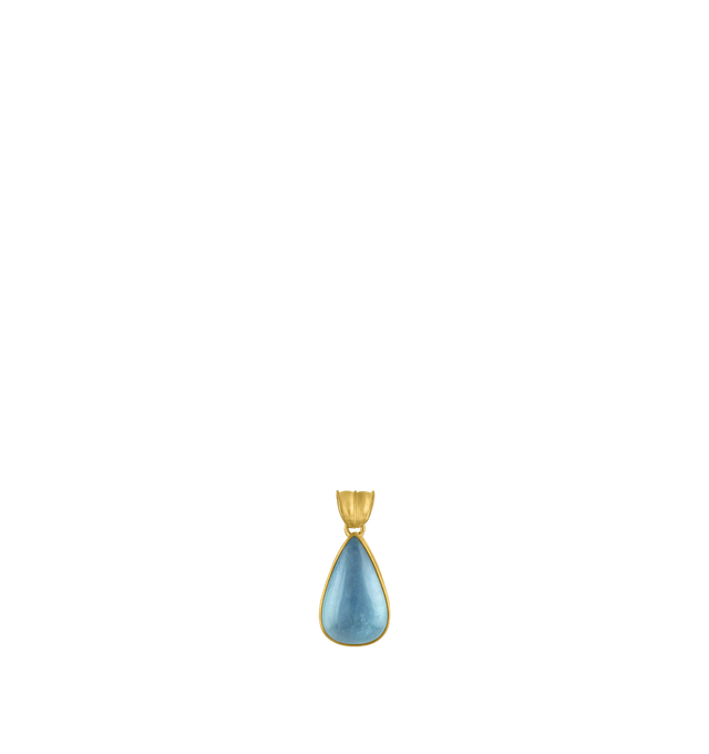 Image 1 of 3 - BLUE - PROUNIS Large Aquamarine Tear Pendant featuring Aquamarine and 22K gold. 34mm x 16mm. Hirshleifers offers a range of pieces from this collection in-store. For personal consultation and detailed information about jewelry, please contact our dedicated stylist team at personalshopping@hirshleifers.com.