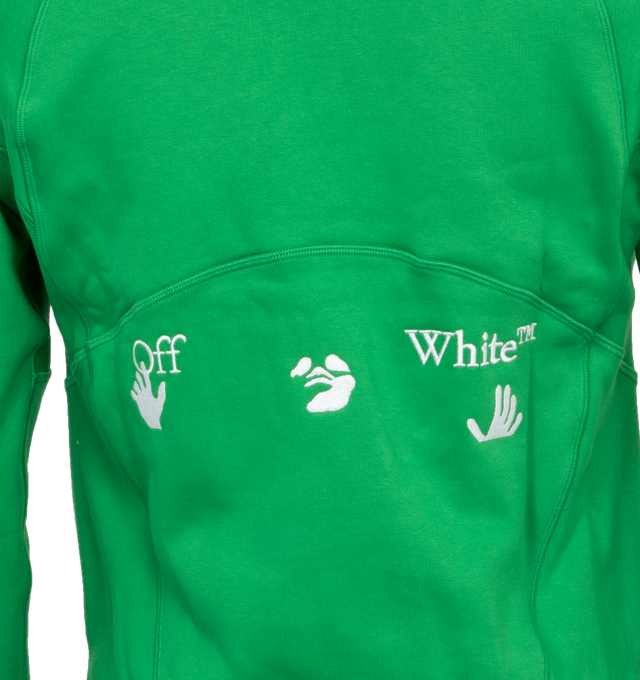 Image 5 of 5 - GREEN - NIKE X OFF WHITE Jacket featuring zip front closure, fleece lined, stand collar, long sleeves and ribbed cuffs and hem. 84% cotton, 16% polyester. 