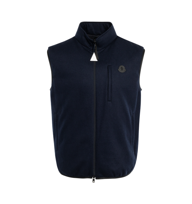 Image 1 of 3 - BLUE - MONCLER THUMBA VEST has a funnel neck, full-zip closure, two side hand pockets and left chest zip pocket with logo. 