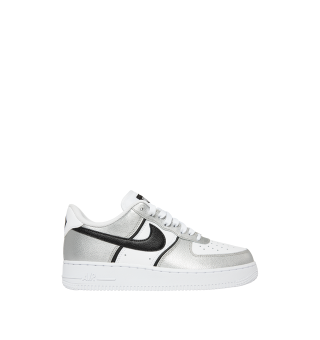 Image 1 of 5 - SILVER - Nike Men's Air Force 1 '07 LV8 sneaker features a padded collar, leather and textile upper, textile lining and rubber sole.