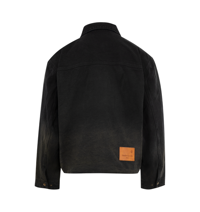 Image 2 of 3 - BLACK - UNTITLED ARTWORKS Workwear Jacket featuring two side pockets, spread collar, fully light lined and concealed zip closure with custom logo puller. 100% cotton.