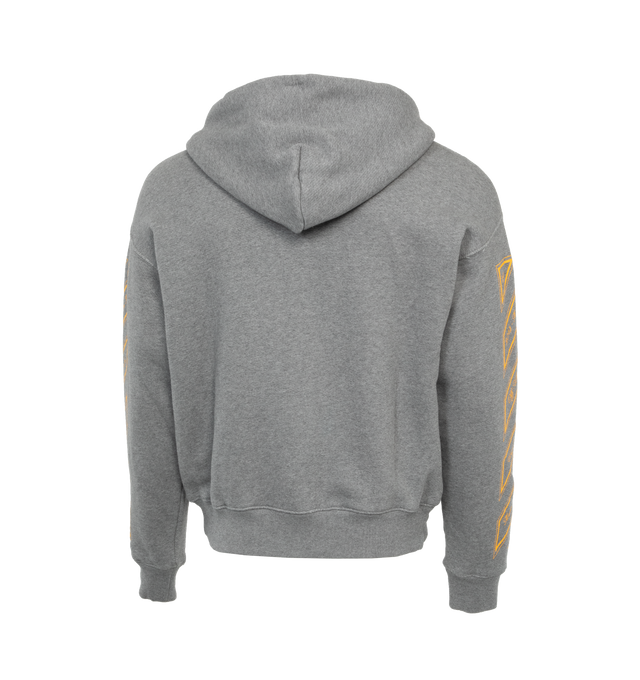 Image 2 of 3 - GREY - OFF-WHITE Ow 23 Zip Skate Hoodie featuring zip front closure, drawstring hood, ribbed hem and cuffs and logo on front. 100% cotton. 