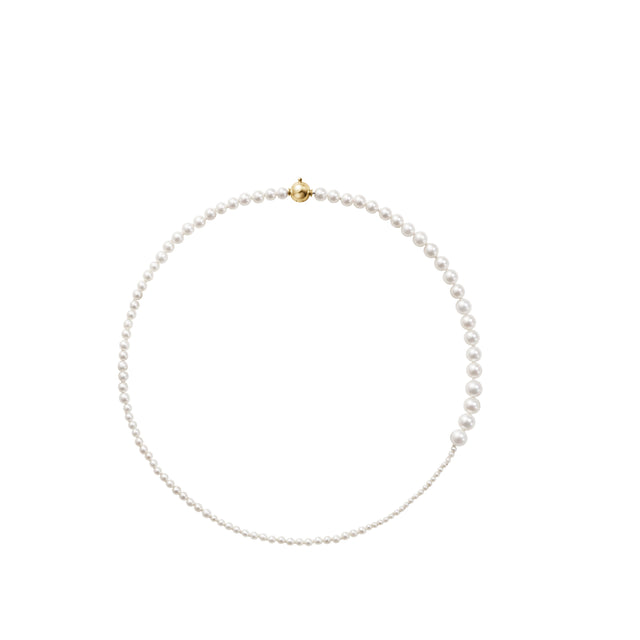Image 1 of 2 - WHITE - Petite Peggy 14k gold pearl necklace featuring a push clasp fastening. Freshwater pearls: China.  