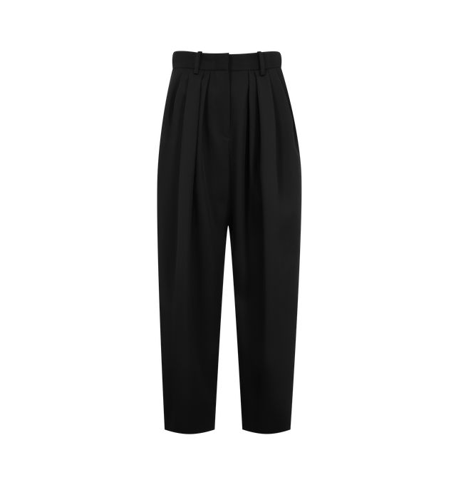 Image 1 of 3 - BLACK - Isabel Marant Womens Janice Pants are crafted from premium wool. Feature a tapered carrot-leg silhouette, fitted waistband with belt loops, concealed front closure, front pleats, slant pockets, and a tailored finish. Main Material: 100% Wool. Made in Bulgaria.