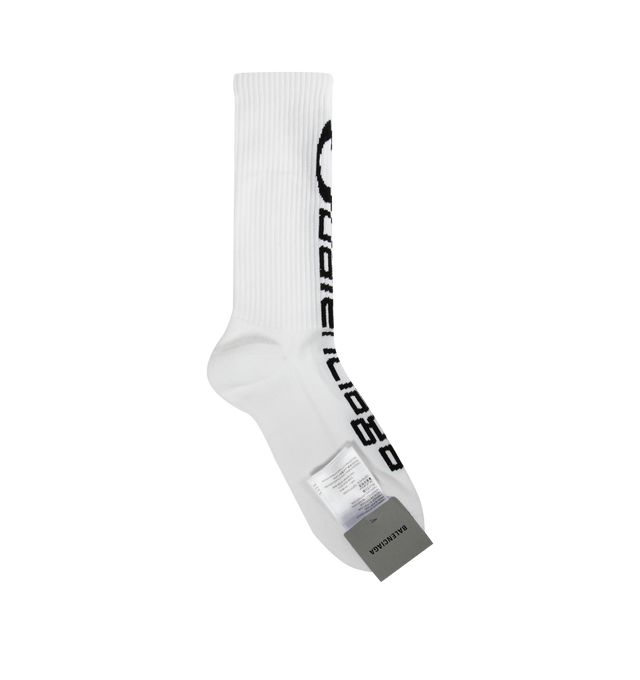 Image 1 of 3 - WHITE - BALENCIAGA Tracksuit Loop Socks featuring cotton blend, breathable fabric, mid calf length and Loop Sports Icon jacquard logo. 76% cotton, 22% polyamide, 2% elastane. Made in Portugal.