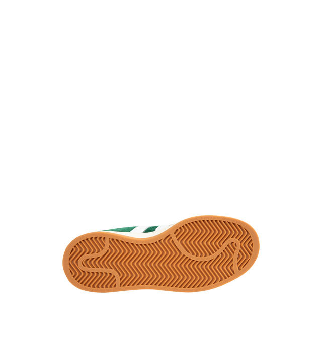 Image 4 of 5 - GREEN - Adidas Campus 00's shoes in an iconic silhouette updated in modern materials, colors and proportions. Featiring a premium leather upper lined with soft textile terry fabric, off-white midsole, rubber outsole and lace closure. Unisex style in men's sizes.
