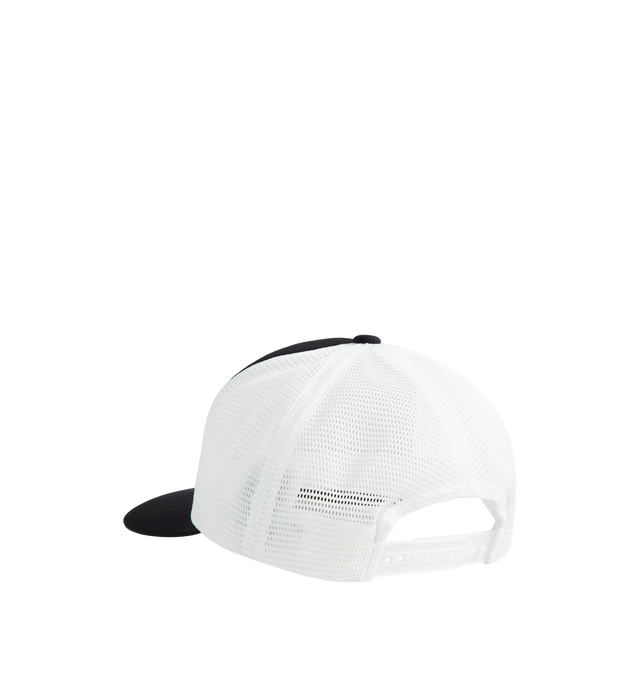 Image 2 of 2 - NAVY - Carhartt WIP Unisex 1989 Winners Trucker Cap is crafted from nylon and features a structured five-panel design with contrasting mesh panels, a firm curved brim, and graphic prints at the front. Designed with reinforced front panels, a lined front panel, and an adjustable snapback closure for a customizable fit. Main Material: 100% Nylon Dull Plain Taslan. Head Circumference: 5463 cm / 21.224.8 in.