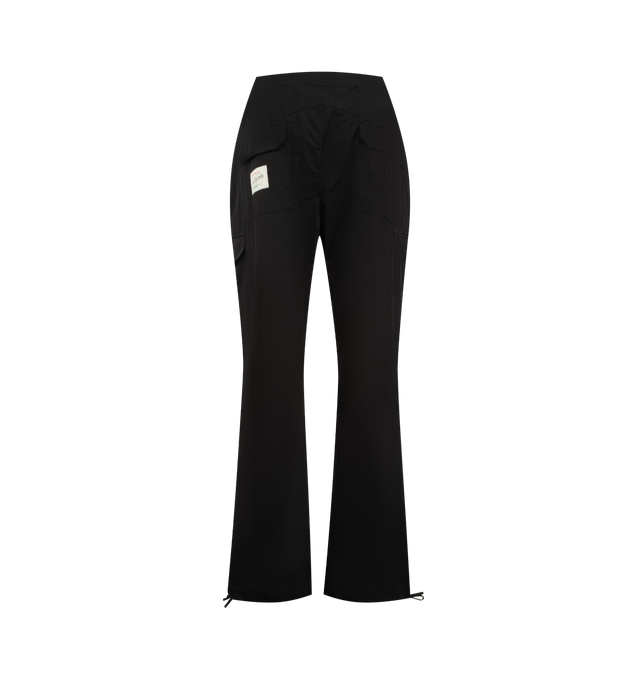 Image 2 of 3 - BLACK - BARRIERS WORLDWIDE Star Nylon Pant featuring nylon overpant with adjustable drawstring waist, adjustable drawstring leg opening, patch pockets at front and back and star stitch detailing at center back waistband. Nylon.
