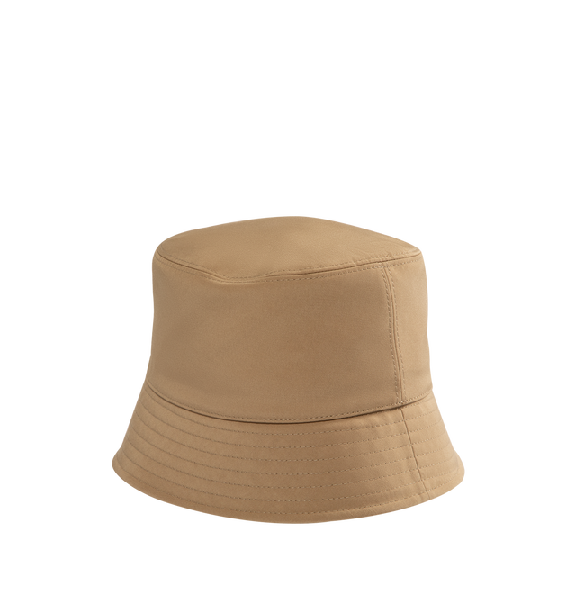 Image 2 of 2 - BROWN - Moncler Micro Cotton Bucket Hat has a signature logo at the front and a cotton lining. 85% polyester, 15% cotton.