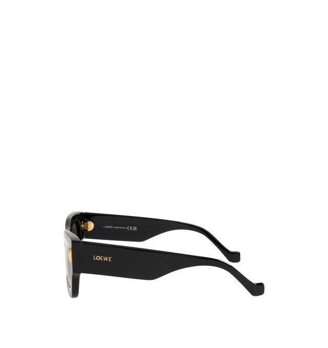 Image 2 of 3 - BLACK - Cinema Frame Rectangle-shaped sunglasses in an acetate and gold-finish metal double frame construction. Featuring International fit, UVA/UVB protection, gold-finish metal LOEWE. Made in Italy.