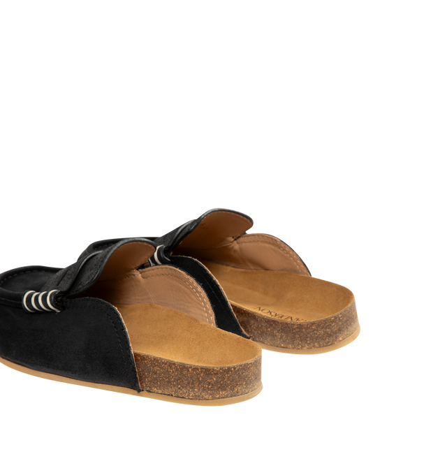 Image 3 of 4 - BLACK - JW ANDERSON Stitch Loafer featuring a waxed suede leather upper with a calf leather lining, finished with a crepe rubber sole suitable for indoor or outdoor wear and an embossed JWA logo. 100% split cow suede leather. Made in Italy.
