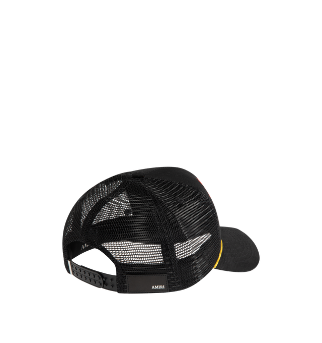 Image 3 of 3 - BLACK - AMIRI South Cali Trucker Hat featuring embroidered logo at the front and adjustable back. Cotton. Polyester. Made in USA.