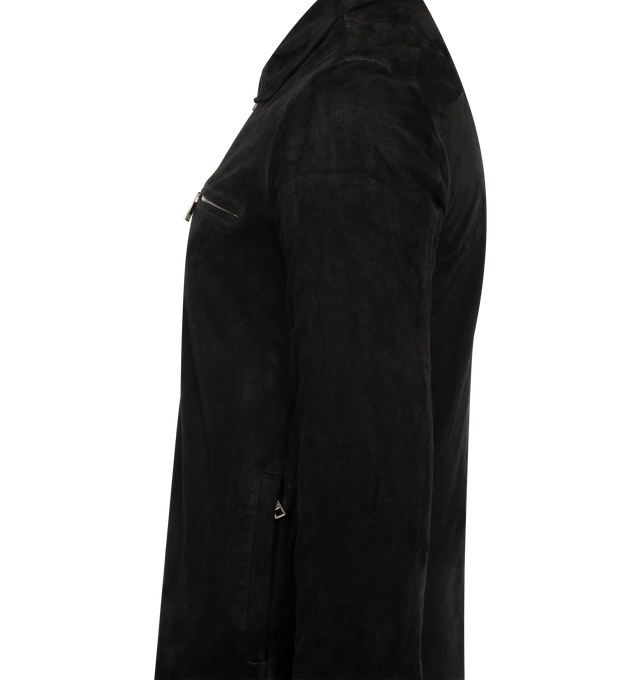 Image 3 of 3 - BLACK - GIORGIO BRATO Leather Jacket featuring front two-way zip fastening, zip chest pocket and side pockets, buttoned cuffs and classic collar. 100% leather. Made in Italy.