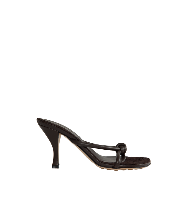 Image 1 of 4 - BLACK - BOTTEGA VENETA Blink Mule featuring soft lambskin with interlacing tubular leather straps. Lambskin. 3.1" heel. Made in Italy. 