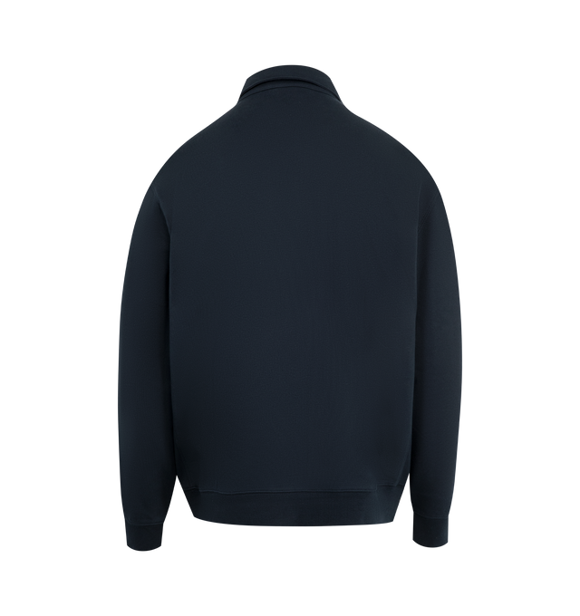 Image 2 of 2 - BLUE - CARHARTT WIP Polo Sweatshirt featuring front partial button closure, front logo patch, long sleeves, ribbed trim and midweight knit fabric. 100% cotton.