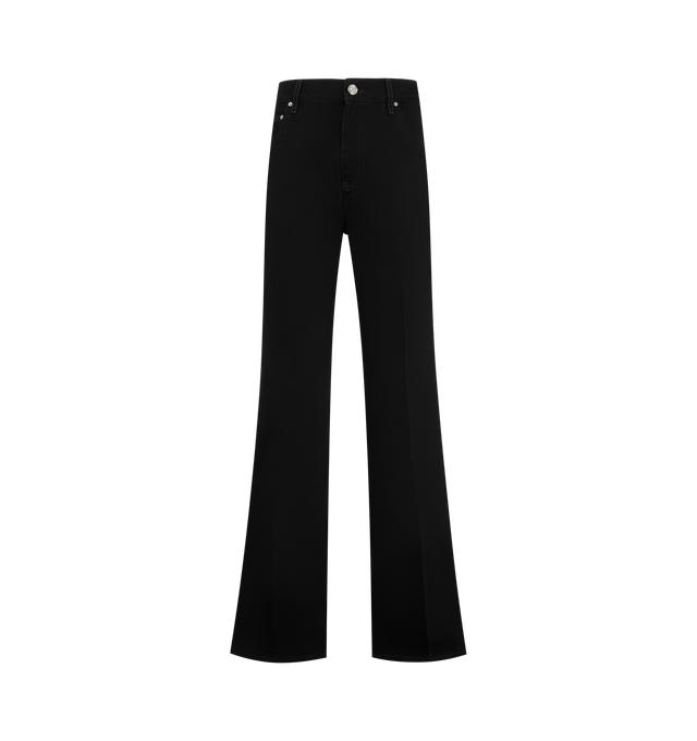 Image 1 of 3 - BLACK - Amiri Men's MA Wide Leg Black Denim Jeans are crafted from cotton denim and feature a wide leg silhouette with a classic five-pocket design and timeless black wash. These designer jeans combine modern proportions with everyday versatility for elevated casual wear. Main Material: 100% Cotton. Made in Romania.