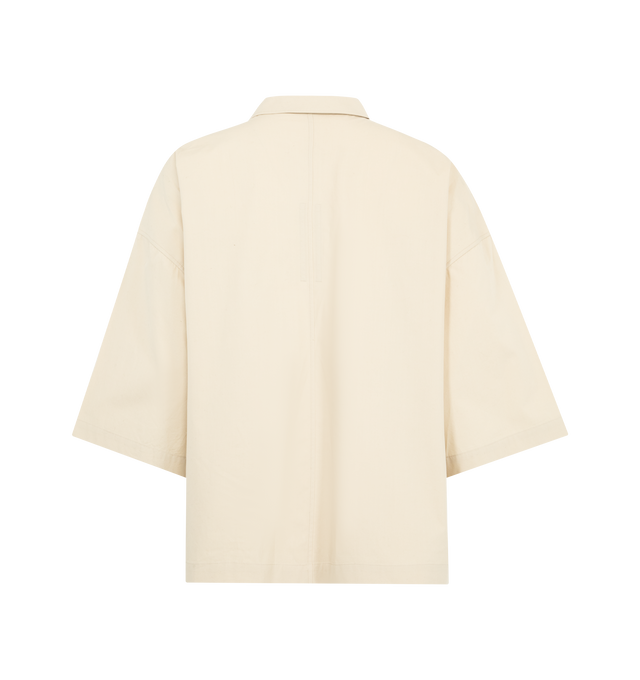 Image 2 of 2 - NEUTRAL - RICK OWENS Tommy Shirt featuring elongated short sleeves, pointed collar, concealed button closure, two chest pockets and straight hem.