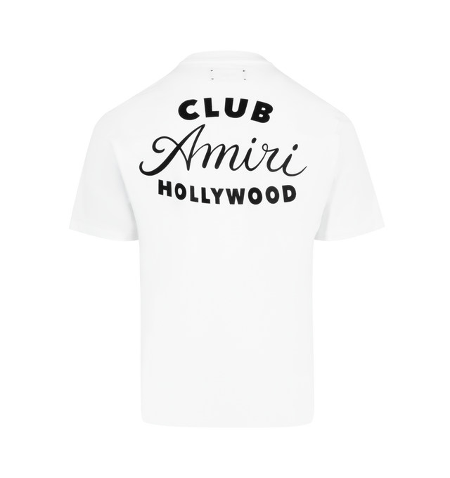 Image 2 of 2 - WHITE - AMIRI Club Amiri Tee featuring pull-on styling, crewneck, logo on front and back and short sleeves. 100% cotton. Made in Italy.