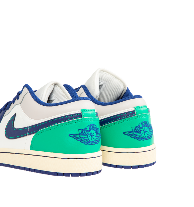 Image 3 of 5 - BLUE - NIKE Air Jordan 1 Low Sneaker featuring lace up closure, encapsulated Air-Sole unit that provides lightweight cushioning, genuine leather in the upper and solid rubber outsole.