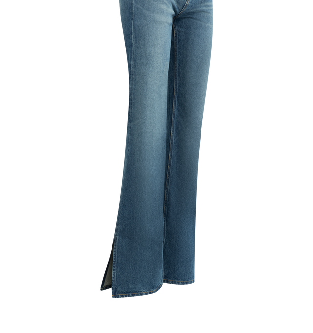 Image 4 of 4 - BLUE - CHLOE Straight jeans in organic cotton denim featuring a split hem, front zipper & Chlo-engraved button fastening, classic 5-pocket design, belt loops and leather Chlo patch at back. 100% cotton. Made in Italy.