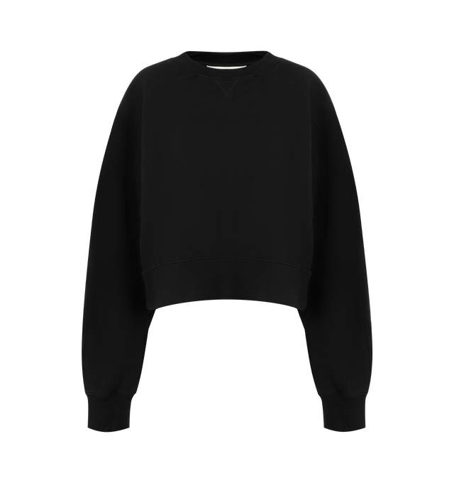 Image 1 of 2 - BLACK - RUADH The Jura Sweatshirt featuring a luxe, organic silhouette in ultra-soft, washed organic cotton. The Jura is an inspired silhouette that brings together a voluminous sleeve and classic sweatshirt details. Featuring RADH emblem embroidery at the sleeve edge. 100% organic cotton. Made in Portugal.