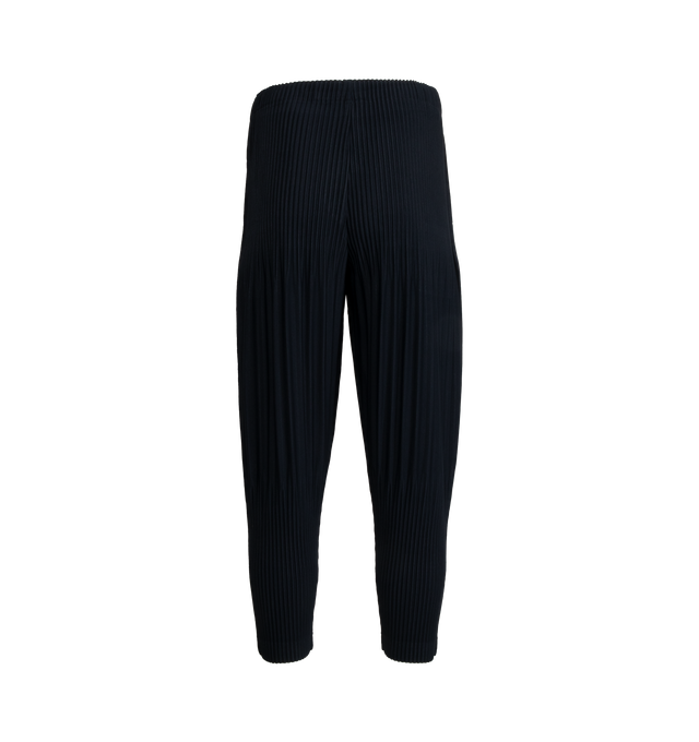 Image 2 of 3 - NAVY - ISSEY MIYAKE Basic Pant featuring a straight shape, full-length hem, elastic waist and two pockets. 100% polyester. 