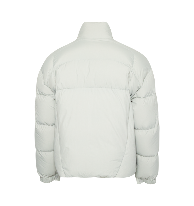 Image 2 of 3 - GREY - MONCLER Dofida Short Down Jacket featuring down-filled, stand collar, zipper closure, zipped pockets, elastic cuffs and hem and felt logo patch. 100% polyamide. Padding: 90% down, 10% feather. 