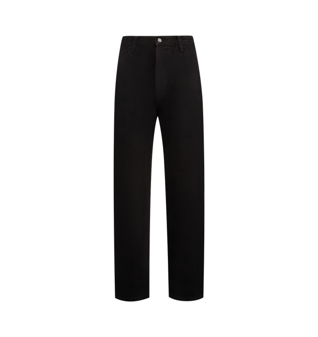 Image 1 of 3 - BLACK - CARHARTT WIP Everson Jeans featuring non-stretch denim jeans, belt loops, five-pocket styling, zip fly and logo patch at back pocket. 100% cotton.