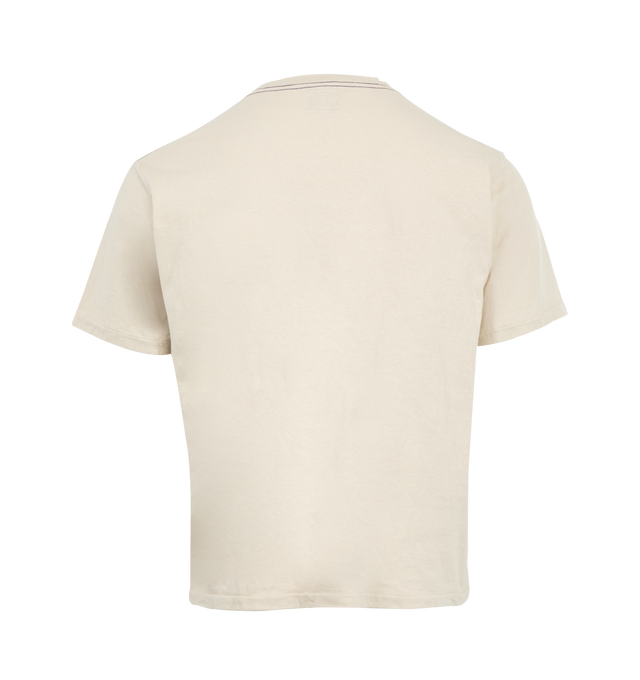 Image 2 of 2 - WHITE - NEEDLES Embroidered Pocket Tee featuring crew neck, short sleeves, slip pocket styling, embroidered logo detail and midweight jersey fabric. 100% cotton. Made in Japan.