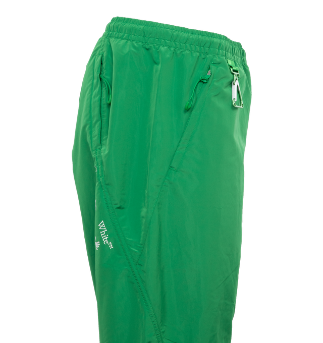 Image 3 of 3 - GREEN - NIKE X OFF WHITE Pant featuring elasticated waist, cinch cords, 3 pockets and printed branding. 100% polyester. 