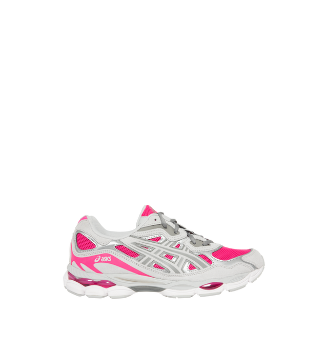Image 1 of 5 - PINK - Asics Men's Gel-NYC Polar Sneaker featuring lace up closure, layered upper construction, rearfoot and forefoot GEL technology, suede and synthetic and fabric upper, fabric lining and rubber sole.