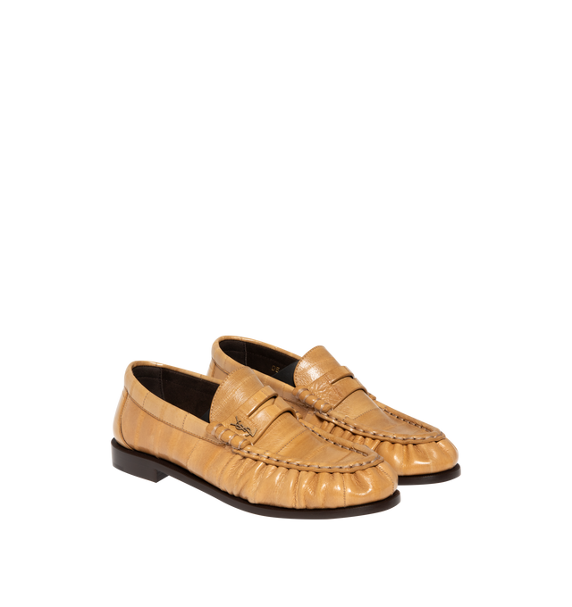 Image 2 of 4 - BROWN - SAINT LAURENT Le Loafer 15 Moc 15 eel leather loafer featuring cassandre detail, hand-stitched moc toe, embossed stitching, eel leather and leather sole. Heel height: 1.5 cm. Made in Italy.