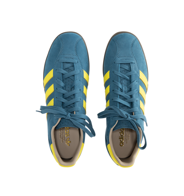 Image 5 of 5 - BLUE - ADIDAS Gazelle Indoor Pro Sneaker featuring regular fit, 3 stripes on side, lace closure, mesh and suede upper, leather lining and gum rubber outsole.