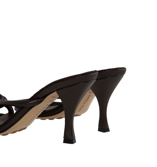 Image 3 of 4 - BLACK - BOTTEGA VENETA Blink Mule featuring soft lambskin with interlacing tubular leather straps. Lambskin. 3.1" heel. Made in Italy. 