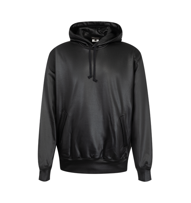 Image 1 of 2 - BLACK - Homme Plus Parka Black pullover hoodie featuring an adjustable drawstring hood and a front kangaroo pocket. Made in Japan.
