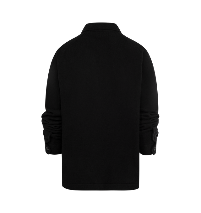Image 2 of 2 - BLACK - Toteme Raglan Sleeve Cashmere Cardigan featuring a point collar and buttoned placket framed by a relaxed silhouette. 100% cashmere.