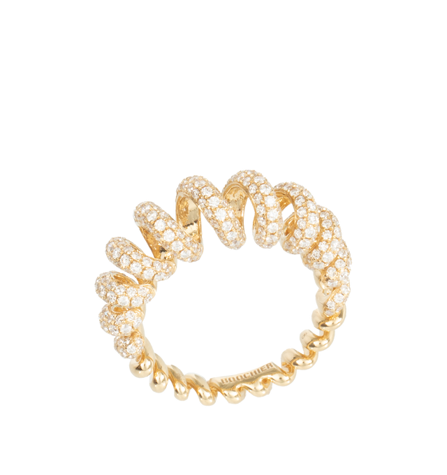 Image 1 of 3 - GOLD - Boochier Jumbo Diamond Slinkee Ring featuring 18k recycled yellow gold and 1.9 carats of brilliant white diamonds. Hirshleifers offers a range of pieces from this collection in-store. For personal consultation and detailed information about jewelry, please contact our dedicated stylist team at personalshopping@hirshleifers.com. This item may be restricted for online purchase to international clients. For assistance purchasing this item please contact our dedicated stylist team at perso