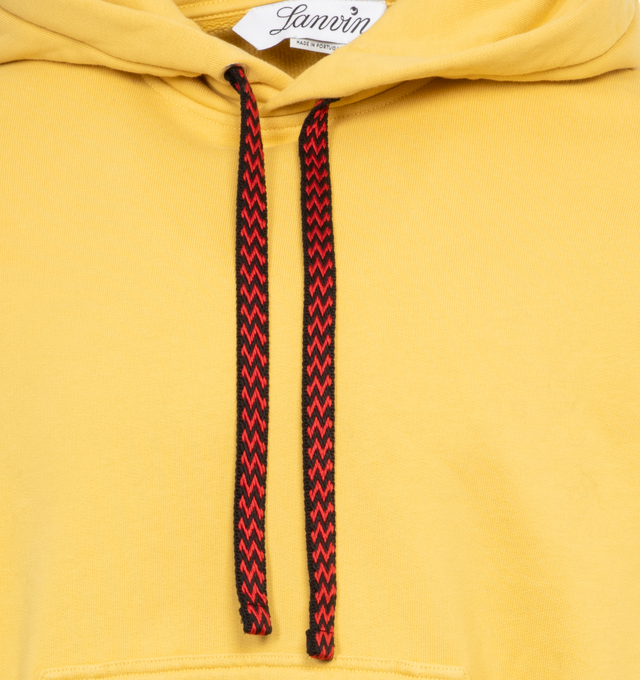 Image 3 of 4 - YELLOW - LANVIN LAB X FUTURE Curb Lace Hoodie featuring drawstring hood, ribbed cuffs and hem, logo embroidered on hood and kangaroo pocket. 100% cotton. 