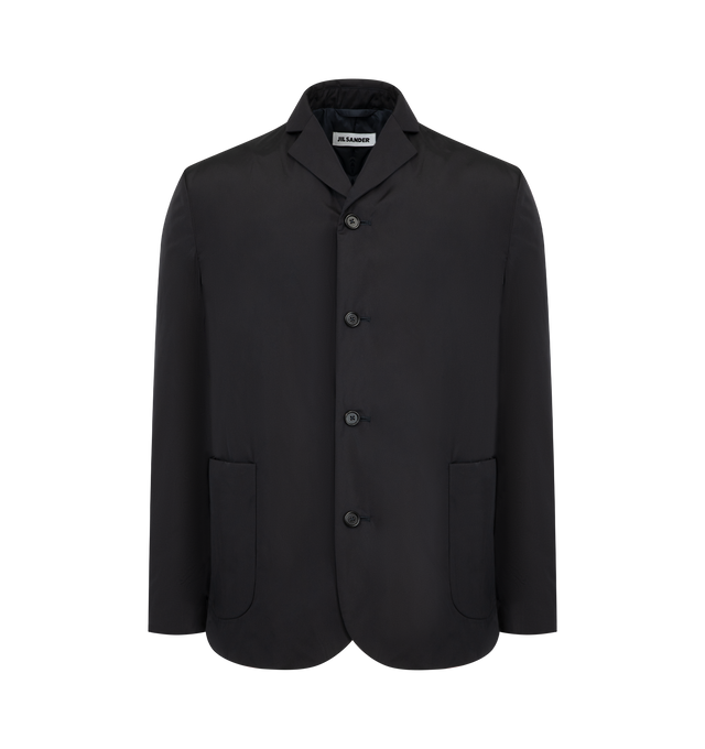 Image 1 of 3 - BLUE - Jil Sander Mens Sport Jacket is a Single-Breasted Tailored Jacket is crafted from lightweight technical fabric. Features a relaxed fit, notched lapels, button-front closure, long sleeves, two front patch pockets, and a straight hem. Main Material: 100% Polyester. Made in Italy.