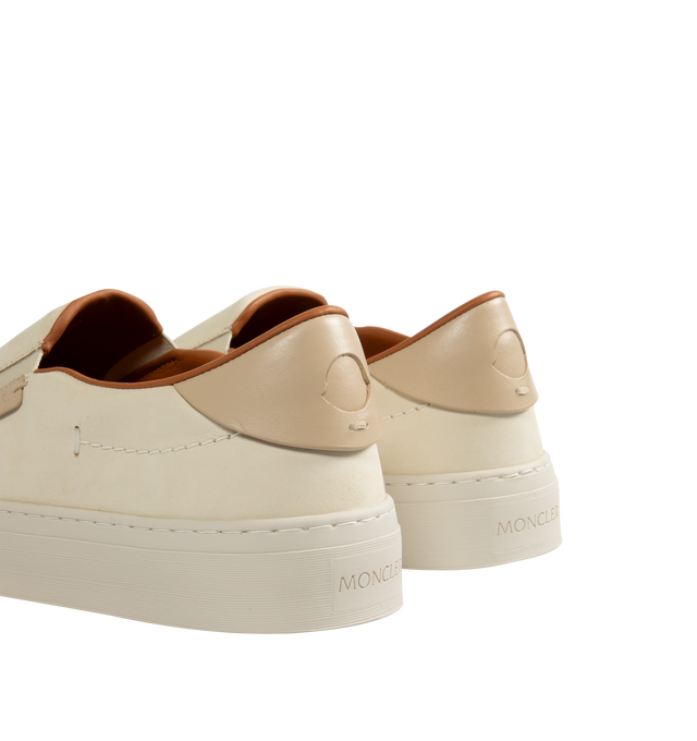 Image 3 of 5 - WHITE - MONCLER Monclub Leather Sneakers featuring nubuck leather upper, leather insole, rubber sole, side elastic inserts and sole height 3 cm.