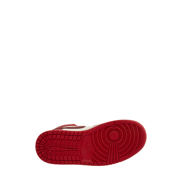 Image 4 of 5 - RED - JORDAN Air Jordan 1 Mid SE Sneaker featuring genuine leather in the upper, Nike Air technology, soft foam in the midsole, rubber in the outsole, wings logo on collar and Jumpman on tongue.