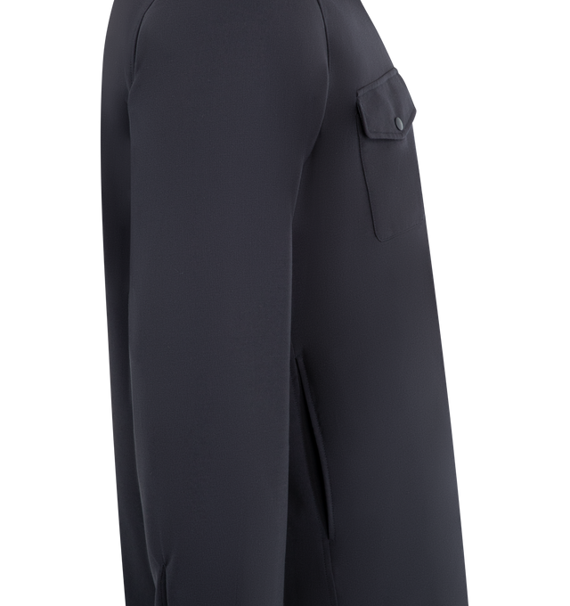 Image 3 of 3 - NAVY - ASPESI Camicia Doppia Shirt featuring collar, long sleeves, closure with pressure buttons, flap pockets and curved hem. 53% poliester, 43% virgin wool, 4% elastane. Made in Italy.