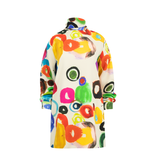 Image 1 of 2 - MULTI - LIBERTINE JH Gouache Bianca Tunic featuring classic fit, self tie at neck in back and button closure at cuff. 94% silk, 6% elastane.