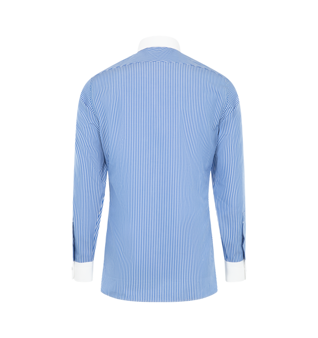 Image 2 of 2 - BLUE - Tom Ford Mens Classic-Fit Shirt is crafted from crisp cotton. Features a classic fit, wide stripe pattern, button-front closure, pointed collar, and buttoned cuffs. Main Material: 100% Cotton. Made in Italy.