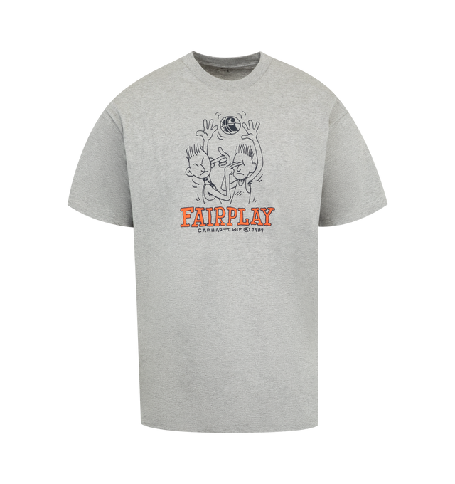 Image 1 of 2 - GREY - CARHARTT Fairplay Short Sleeve Graphic T-Shirt featuring midweight organic-cotton jersey, crewneck, short sleeves and graphic on front. 100% organic cotton.