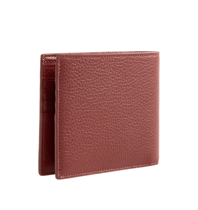 Image 2 of 3 - RED - Saint Laurent Mens Wallet is crafted from black leather. Features a classic bifold silhouette, interior card slots and bill compartment, silver-tone hardware, and embossed Saint Laurent logo. Main Material: 100% Leather. Made in Italy.